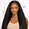 360° HD Lace Front Wig – 40-Inch Kinky Yaki Straight Human Hair
