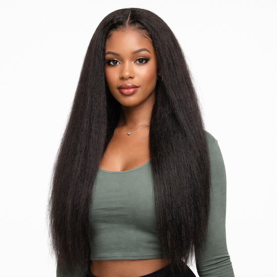 Kinky Straight V-Part & U-Part Drawstring Wig – 100% Human Hair