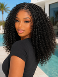 Natural Black Boho Braids Front Curly Glueless Human Hair Wig
