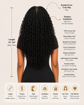 Natural Black Boho Braids Front Curly Glueless Human Hair Wig