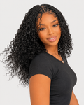 Natural Black Boho Braids Front Curly Glueless Human Hair Wig