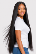 Natural Black Bone Straight Glueless HD Lace Human Hair Wig