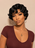 Natural Black Finger Wave Pixie Cut Human Hair Wig