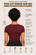 Natural Black Finger Wave Pixie Cut Human Hair Wig