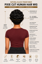 Natural Black Finger Wave Pixie Cut Human Hair Wig