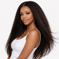 Kinky Straight V-Part U-Part Human Hair Wig – 150% Density, Minimal Leave-Out
