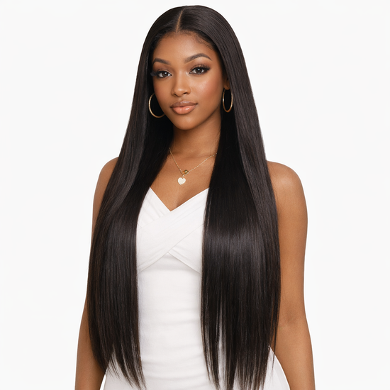 Straight Wigs Human Hair 13X4 Straight Lace Front Human Hair Wig Pre Plucked HD Transparent 30 Inch Lace Frontal Straight Human Hair Wigs for Women with Baby Hair 180 Density Natural Black