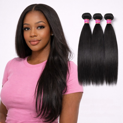 Straight Human Hair Bundles – Natural Color Weave