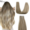 Straight Mini Tape-In Hair Extensions – Seamless Skin Weft, 100% Human Hair (12"–24")