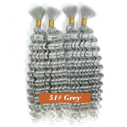 2 Bundles 18-Inch Deep Wave Braiding Hair – 100g Brown Wet & Wavy Human Hair (No Weft)