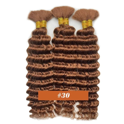 2 Bundles 18-Inch Deep Wave Braiding Hair – 100g Brown Wet & Wavy Human Hair (No Weft)