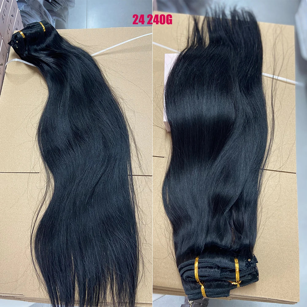 Doreen Brazilian Straight Clip-In Human Hair Extensions 160G-240G 10Pcs