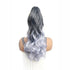 18Inch Synthetic Long Wavy Curly Ponytail Claw Clip in Hair Extension Black Grey Hairpiece for Women