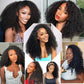 Kinky Curly Half Wig Human Hair Wear and Go Seamless Water Wave 3 in 1 Half Wig Glueless Headband Clip in Wig No Sew in Black