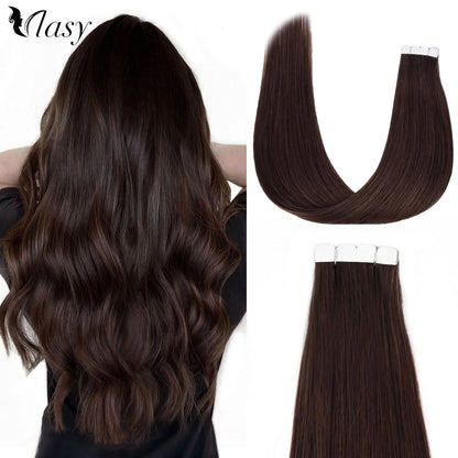 Straight Mini Tape-In Hair Extensions – Seamless Skin Weft, 100% Human Hair (12"–24")