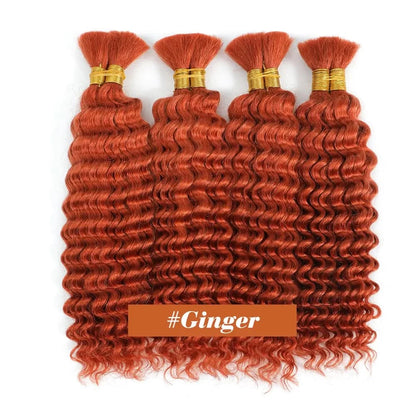 2 Bundles 18-Inch Deep Wave Braiding Hair – 100g Brown Wet & Wavy Human Hair (No Weft)