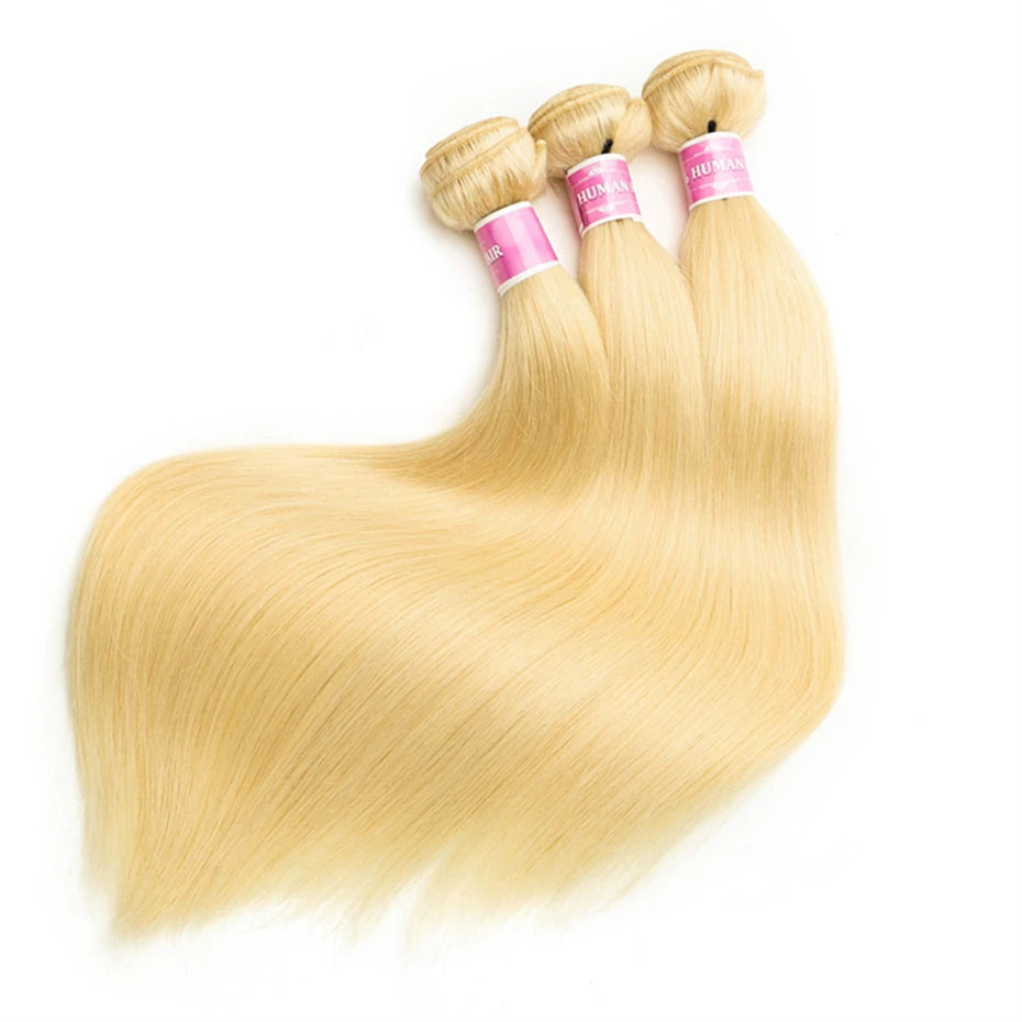 613 Blonde 30 40 Inch 1 3 4 Bundles Deals Human Hair Brazilian Remy Human Hair Bundles Bone Straight Hair Extensions Double Weft
