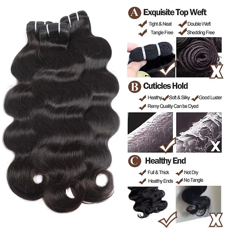 16A Raw Cambodian Human Hair Bundles Body Wave 100% Virgin Human Hair Extensions Women 30 34Inch Wavy Double Drawn 1/2/3 Bundles