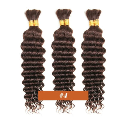 2 Bundles 18-Inch Deep Wave Braiding Hair – 100g Brown Wet & Wavy Human Hair (No Weft)