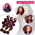 99J Burgundy Body Wave Human Hair Bundles Brazilian Wavy 3/4 Bundles Human Hair Colored Wind Red Hair Bundles