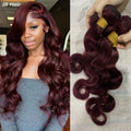 99J Burgundy Body Wave Human Hair Bundles Brazilian Wavy 3/4 Bundles Human Hair Colored Wind Red Hair Bundles