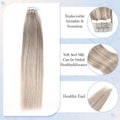 Straight Mini Tape-In Hair Extensions – Seamless Skin Weft, 100% Human Hair (12"–24")