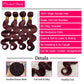 99J Burgundy Body Wave Human Hair Bundles Brazilian Wavy 3/4 Bundles Human Hair Colored Wind Red Hair Bundles