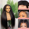 Kinky Straight HD Lace Front Wig – 13x4 Yaki Texture Human Hair, 180% Density Glueless Wig for Women