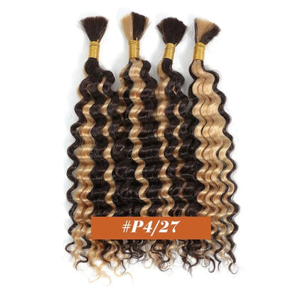 2 Bundles 18-Inch Deep Wave Braiding Hair – 100g Brown Wet & Wavy Human Hair (No Weft)