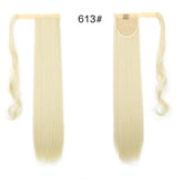 23 Inch Long Straight Ponytail Hair Clip In Synthetic Extensions Heat Resistant Hair Wrap Around Pony Hair Piece For Women