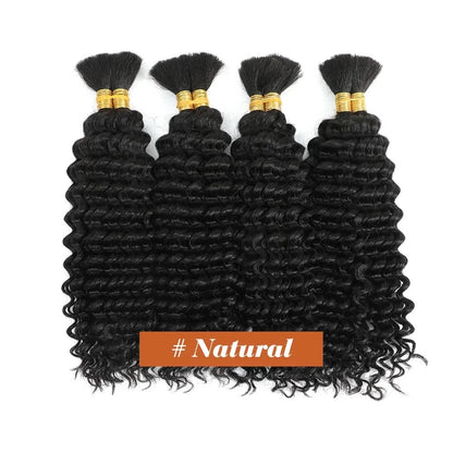 2 Bundles 18-Inch Deep Wave Braiding Hair – 100g Brown Wet & Wavy Human Hair (No Weft)