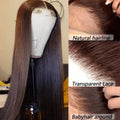 28” Chocolate Brown Straight Wig – 4x4 Lace Closure