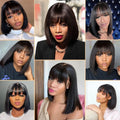 2x1 Straight Bob Wig with Bangs – Brazilian Human Hair