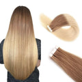 Straight Mini Tape-In Hair Extensions – Seamless Skin Weft, 100% Human Hair (12"–24")