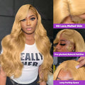 30-Inch Honey Blonde Body Wave Wig – HD Lace Front, 200% Density Human Hair