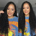 Curly Braided Wigs 100% Human Hair Lace Frontal Wigs Knotless Boho Box Braids Wig 13X6 Curly Human Hair Wigs Pre Plucked