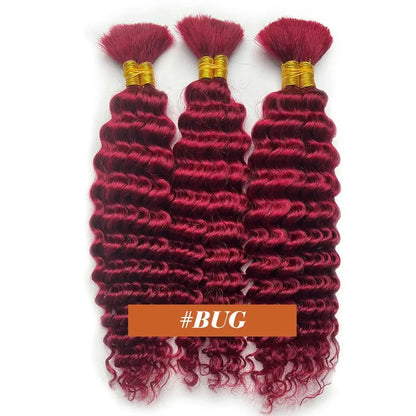 2 Bundles 18-Inch Deep Wave Braiding Hair – 100g Brown Wet & Wavy Human Hair (No Weft)