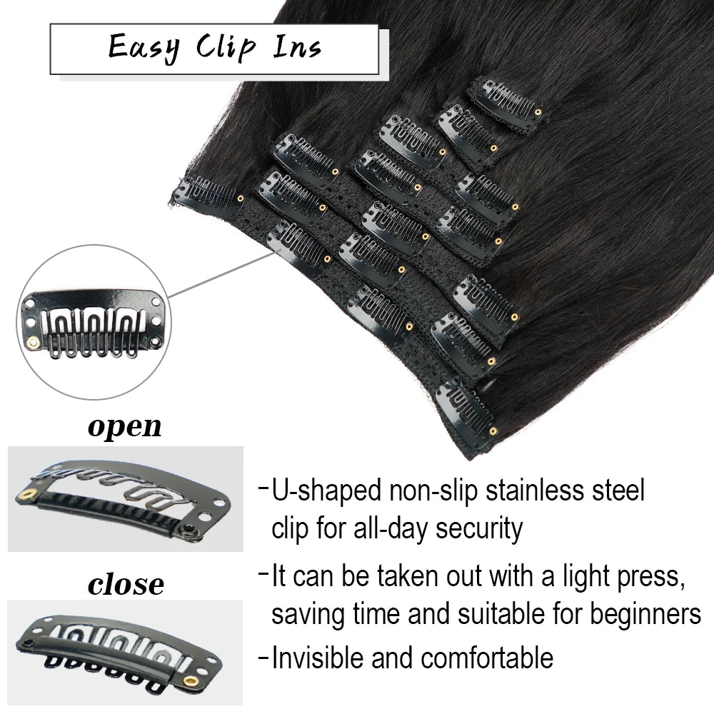Doreen Brazilian Straight Clip-In Human Hair Extensions 160G-240G 10Pcs