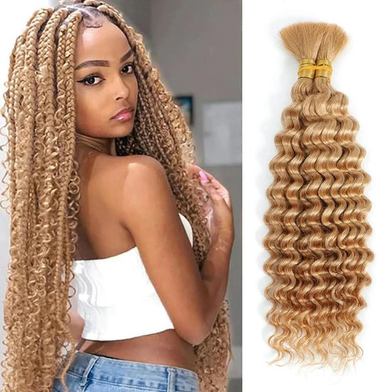 2 Bundles 18-Inch Deep Wave Braiding Hair – 100g Brown Wet & Wavy Human Hair (No Weft)
