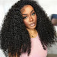 Kinky Curly Half Wig Human Hair Wear and Go Seamless Water Wave 3 in 1 Half Wig Glueless Headband Clip in Wig No Sew in Black