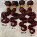 99J Burgundy Body Wave Human Hair Bundles Brazilian Wavy 3/4 Bundles Human Hair Colored Wind Red Hair Bundles