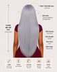 Silver Grey Bone Straight Glueless HD Lace Human Hair Wig - Premium 250% density for a flawless high-fashion look.