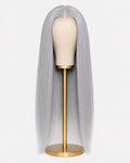 Silver Grey Bone Straight Glueless HD Lace Human Hair Wig - Premium 250% density for a flawless high-fashion look.