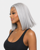 Silver Grey Straight Bob Glueless Lace Front Human Hair Wig