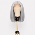 Silver Grey Straight Bob Glueless Lace Front Human Hair Wig