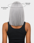 Silver Grey Straight Bob Glueless Lace Front Human Hair Wig