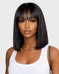 Straight Bob Wig with Bangs - Luxurious Short Human Hair Wig for Effortless Style - 180% Density