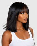 Straight Bob Wig with Bangs - Luxurious Short Human Hair Wig for Effortless Style - 180% Density