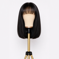 Straight Bob Wig with Bangs - Luxurious Short Human Hair Wig for Effortless Style - 180% Density