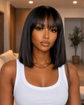 Straight Bob Wig with Bangs - Luxurious Short Human Hair Wig for Effortless Style - 180% Density